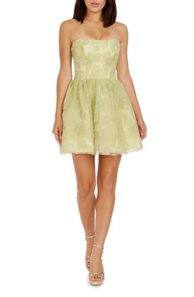 Dress The Population Sasha Floral Strapless Fit & Flare Minidress In Lime Multi
