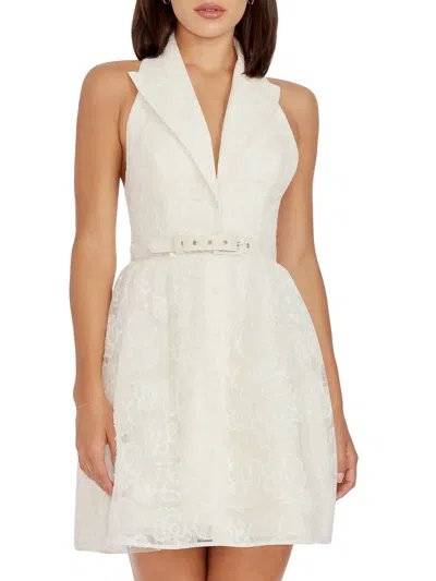 Dress The Population Saxon Floral Textured Mini Dress In Ivory In White