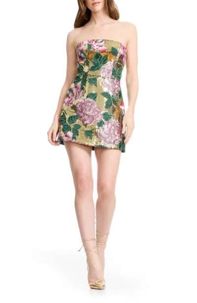 Dress The Population Scottie Sequin Floral Embroidered Minidress In Multi
