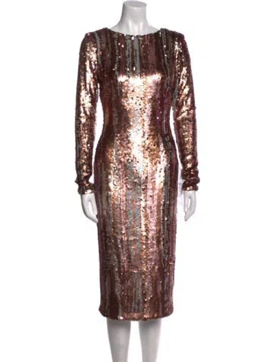 Pre-owned Dress The Population Sequin Midi Length Dress In Multi