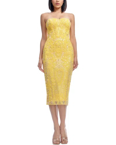 Dress The Population Shailene Sequin Strapless Cocktail Dress In Canary