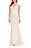 Dress The Population Sharon Embellished Lace Evening Gown In White