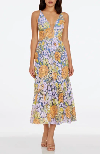 Dress The Population Sierra Floral Sequin Cocktail Dress In Lavender Multi