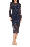 Dress The Population Sophia Midi Dress In Midnight Blue Multi