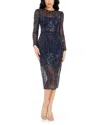 Dress The Population Sophia Midi Dress In Midnight Blue Multi