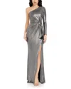 Dress The Population Summer Metallic Gown In Gunmetal