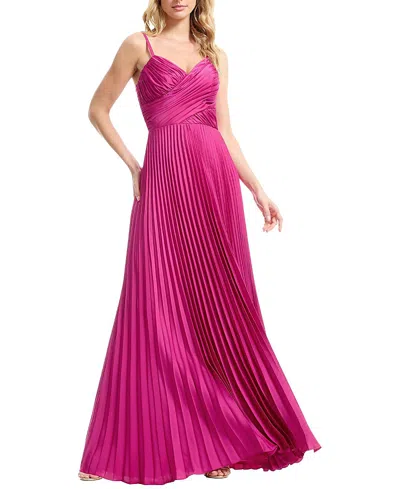 Dress The Population Sweetheart Spaghetti Strap Pleated Gown In Pink