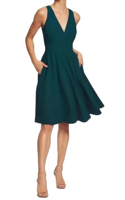 DRESS THE POPULATION TANK FIT AND FLARE DRESS IN PINE