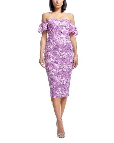 Dress The Population Tara Floral Midi Dress In Purple