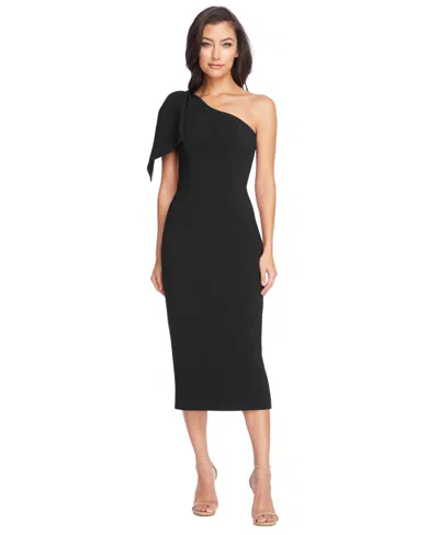 Dress The Population Tiffany Asymmetrical Midi Dress In Black