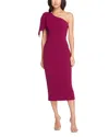 Dress The Population Tiffany One Shoulder Midi Dress In Dark Magenta