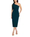 Dress The Population Tiffany One Shoulder Midi Dress In Pine