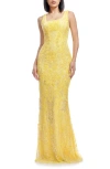Dress The Population Tyra Beaded Chiffon Mermaid Gown In Canary