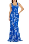 DRESS THE POPULATION TYRA BEADED FLORAL CHIFFON MERMAID GOWN