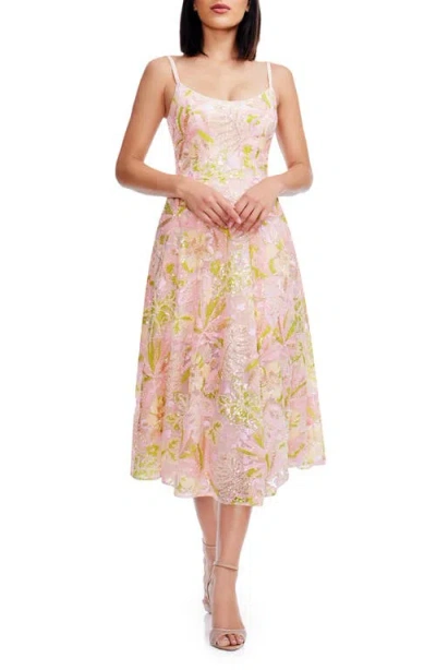 Dress The Population Uma Sequin Floral Cocktail Dress In Pink