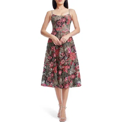Dress The Population Uma Sequin Floral Cocktail Dress In Multi