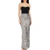 Dress The Population Vada Mixed Media Strapless Gown In Black-silver