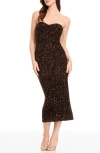 Dress The Population Vada Paillette Strapless Gown In Brown