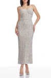 Dress The Population Vada Paillette Strapless Gown In Silver