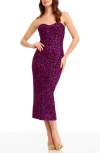Dress The Population Vada Paillette Strapless Gown In Purple
