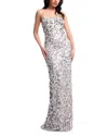 Dress The Population Vada Paillette Strapless Gown In Off White