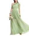 DRESS THE POPULATION DRESS THE POPULATION VIDA ASYMMETRIC PLEATED GOWN