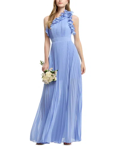Dress The Population Vida Asymmetric Pleated Gown In Sky