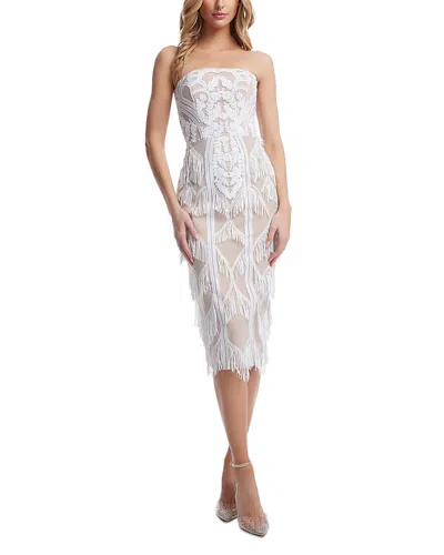 DRESS THE POPULATION DRESS THE POPULATION VIVIANA FRINGE TRIM DRESS