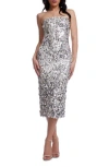 Dress The Population Viviana Sequin Strapless Sheath Cocktail Dress In Metallic