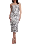 Dress The Population Viviana Sequin Strapless Sheath Cocktail Dress In Metallic
