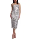 Dress The Population Viviana Sequin Strapless Sheath Cocktail Dress In Silver