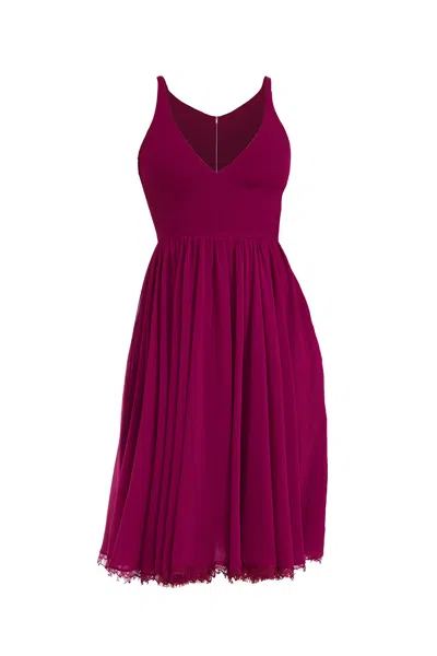 DRESS THE POPULATION WOMEN'S ALICIA RED FIT AND FLARE MIDI DRESS