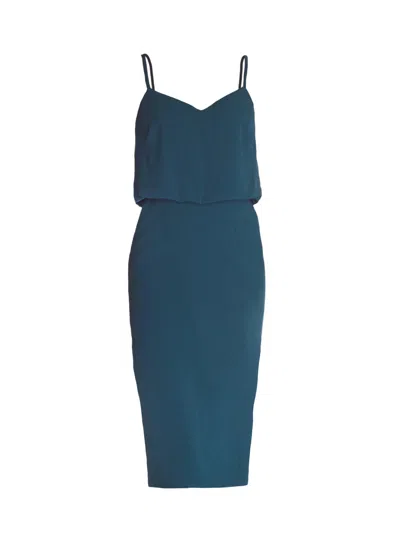 DRESS THE POPULATION WOMEN'S ALONDRA GREEN SLEEVELESS MIDI DRESS