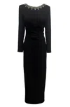 Dress The Population Women's Anne Black Scoop Back Long Sleeved Gown In Black