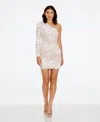 Dress The Population Women's Serena Floral Embroidered One-shoulder Minidress In Neutral