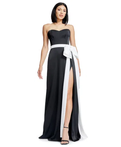 Dress The Population Women's Athene Strapless Bow-trim Gown In Multi
