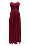 Dress The Population Women's Audrina Red Strapless Pleated Gown In Port