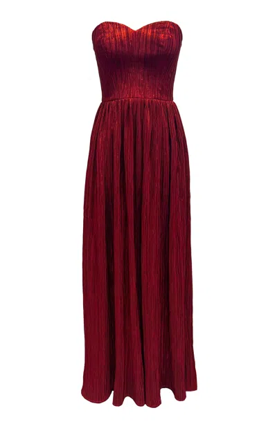 Dress The Population Women's Audrina Red Strapless Pleated Gown In Port