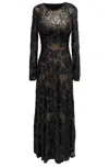 Dress The Population Women's Ava Black Long Sleeve Fit And Flare Gown In Black