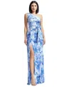 Dress The Population Bella One Shoulder Gown In Blue