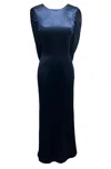Dress The Population Women's Blue Adina Navy Drape Sleeve Low Back Mermaid Gown In Blue