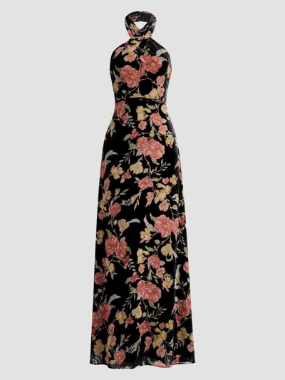 Dress The Population Women's Brighton Velvet Floral Halterneck Maxi Dress In Multi