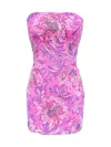 Dress The Population Camilla Floral Sequin Strapless Cocktail Minidress In Bright Fuchsia Multi