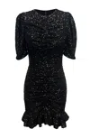 Dress The Population Women's Chandler Black Puff Sleeve Sequin Mini Dress In Black