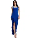 Dress The Population Charlene Ruffle Gown In Cobalt