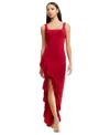 DRESS THE POPULATION WOMEN'S CHARLENE RUFFLED HIGH-LOW GOWN