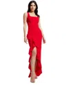 Dress The Population Women's Charlene Ruffled High-low Gown In Rouge
