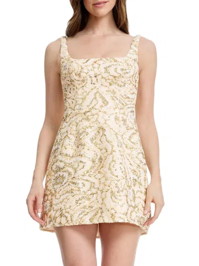Dress The Population Devi Sequin Minidress In Neutral