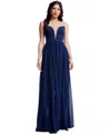 Dress The Population Womens Illusion Polyester Evening Dress In Navy