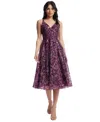 Dress The Population Women's Elisa Embellished Dress In Deep Plum